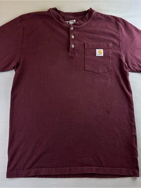 Carhartt Men’s Maroon Henley Pocket Short Sleeve Shirt